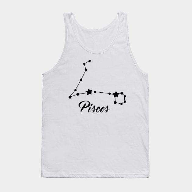 Pisces - Black print Tank Top by smgonline